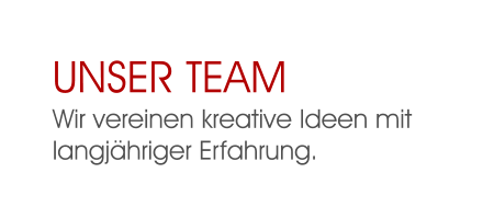 UNSER TEAMWir vereinen kreative Ideen mit langjähriger Erfahrung.